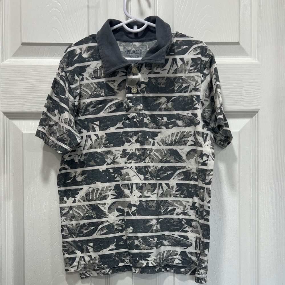 Place Kids Gray Patterned Polo Shirt